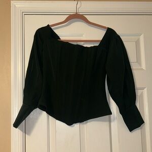PTL corset off the shoulder long sleeve top